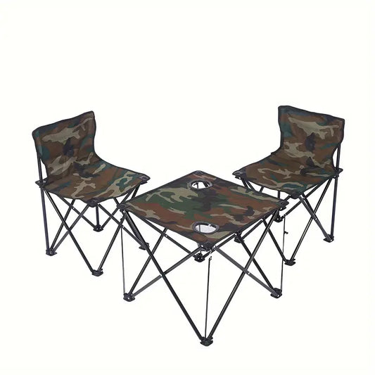 3 pcs Portable Outdoor Camping Table and Chair Set-0